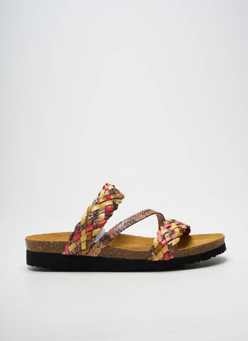 Mules/sabots bout ouvert talon plat jusqu'à 3cm jaune SANTAFE femme