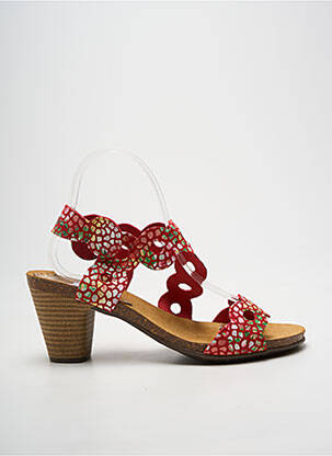 Sandales/nu pieds tissage satiné talon de 7 à 9cm rouge KADANCIA femme