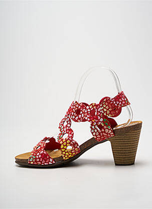 Sandales/nu pieds tissage satiné talon de 7 à 9cm rouge KADANCIA femme