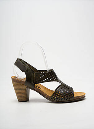 Sandales/nu pieds tissage satiné talon de 7 à 9cm vert KADANCIA femme