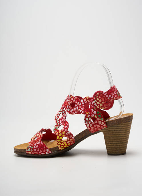 Sandales/nu pieds tissage satiné talon de 7 à 9cm rouge KADANCIA femme