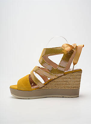 Sandales/nu pieds tissage satiné talon de 7 à 9cm jaune FOLLIA DOLCE femme