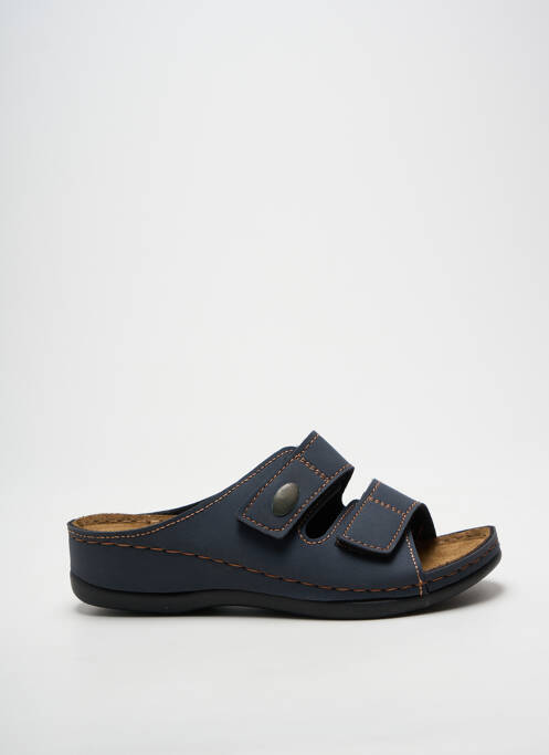 Mules/sabots bout ouvert talon de 4 à 6cm bleu MORAN'S femme