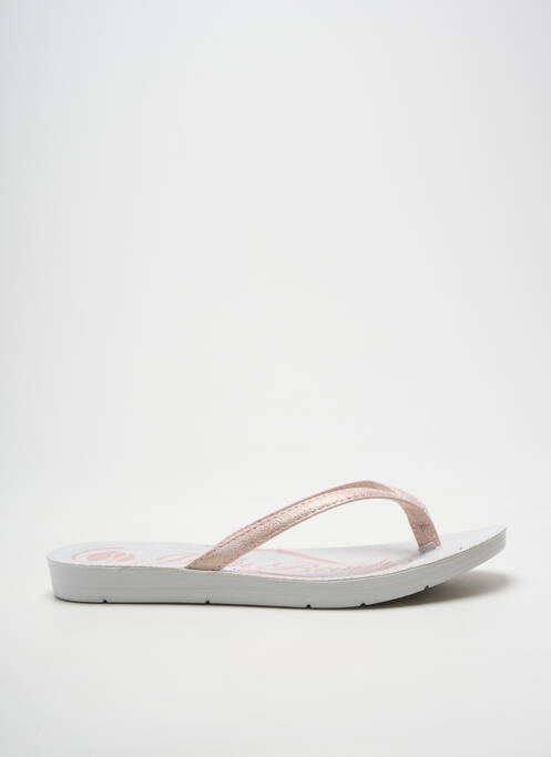 Tongs bout ouvert talon plat jusqu'à 3cm rose MORAN'S femme