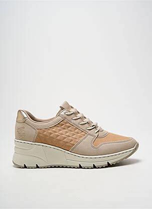 Baskets fermeture elastique talon de 4 à 6cm beige RIEKER femme