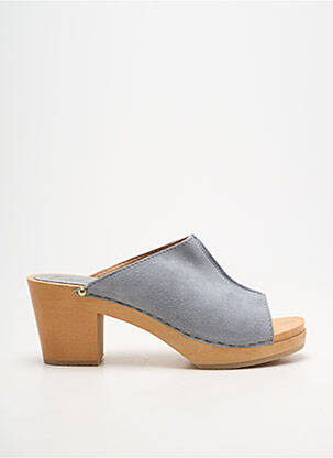Mules/sabots nubuck talon de 7 à 9cm gris SWEDI femme