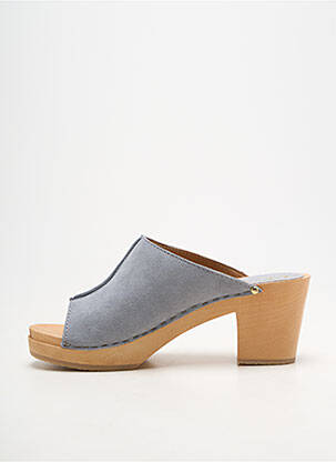 Mules/sabots nubuck talon de 7 à 9cm gris SWEDI femme