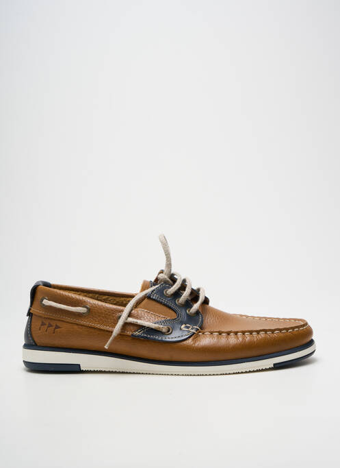 Chaussures bâteau tissage satiné bout carré marron COTEMER homme
