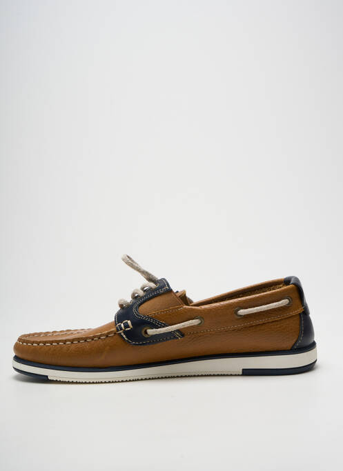 Chaussures bâteau tissage satiné bout carré marron COTEMER homme