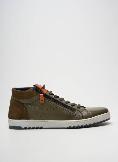 Baskets fermeture zip et lacets bout rond vert COTEMER homme