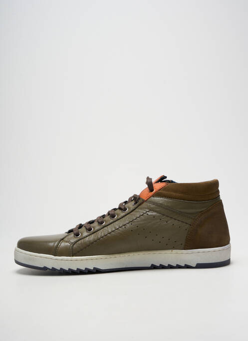 Baskets fermeture zip et lacets bout rond vert COTEMER homme
