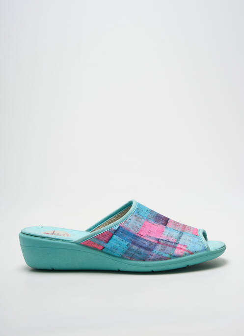 Chaussons/pantoufles bout ouvert talon de 4 à 6cm bleu CM CONFORT femme