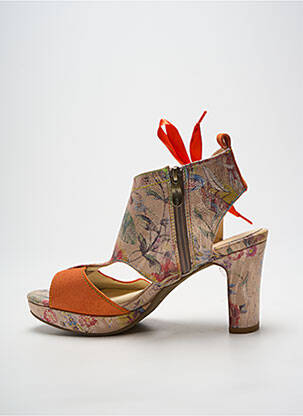 Sandales/nu pieds tissage satiné talon de 7 à 9cm orange LAURA VITA femme