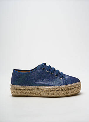 Espadrilles fermeture lacets talon de 4 à 6cm bleu LA MAISON DE L'ESPADRILLE femme