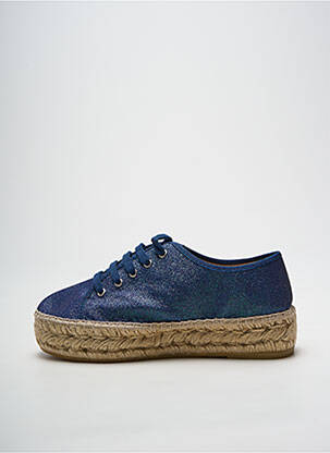 Espadrilles fermeture lacets talon de 4 à 6cm bleu LA MAISON DE L'ESPADRILLE femme