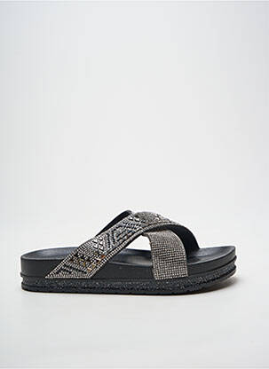 Mules/sabots tissage satiné talon de 4 à 6cm argent BANANA MOON femme