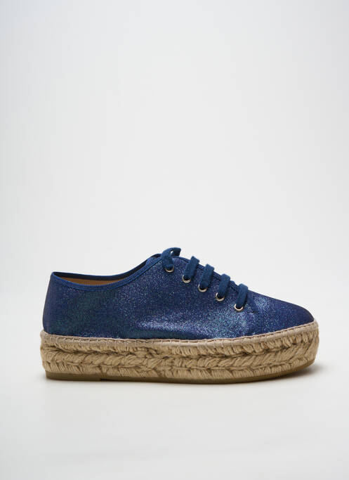 Espadrilles fermeture lacets talon de 4 à 6cm bleu LA MAISON DE L'ESPADRILLE femme