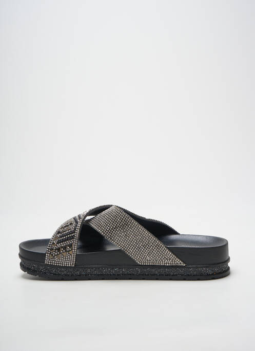 Mules/sabots tissage satiné talon de 4 à 6cm argent BANANA MOON femme