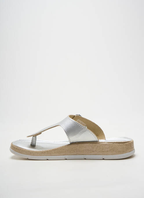 Tongs voute plantaire talon plat jusqu'à 3cm argent AGORÀ femme
