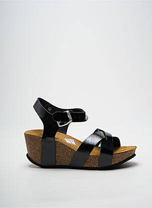Sandales/nu pieds tissage satiné talon de 4 à 6cm noir BIO TIME femme