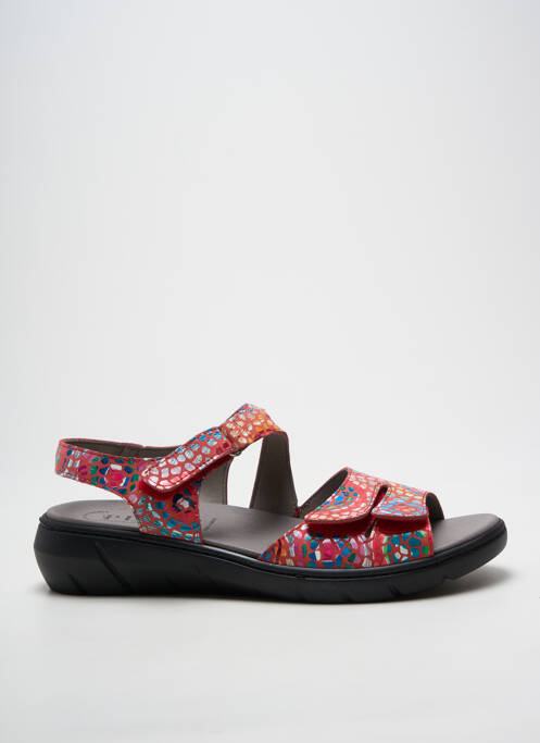 Sandales/nu pieds tissage satiné talon de 4 à 6cm rouge PUCHE femme