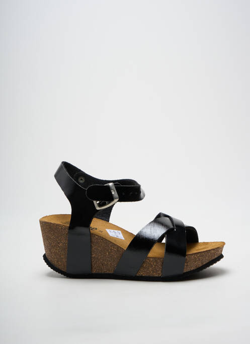 Sandales/nu pieds tissage satiné talon de 4 à 6cm noir BIO TIME femme