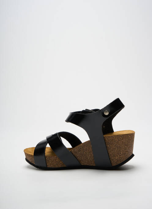 Sandales/nu pieds tissage satiné talon de 4 à 6cm noir BIO TIME femme