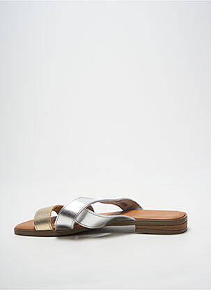 Sandales/nu pieds chiquet talon plat jusqu'à 3cm argent L'ATELIER H. femme