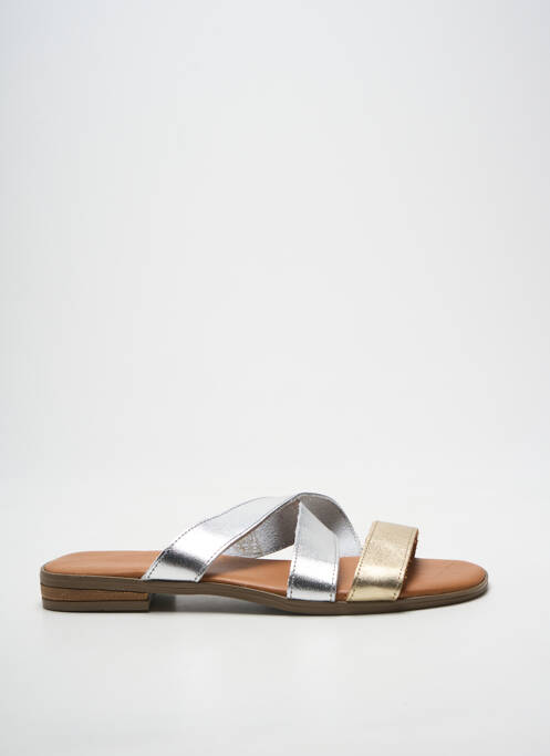 Sandales/nu pieds chiquet talon plat jusqu'à 3cm argent L'ATELIER H. femme