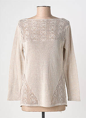 Pull coupe cintrée manches longues beige BLANC BOHEME femme