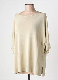 Pull col rond manches courtes beige BLANC BOHEME femme