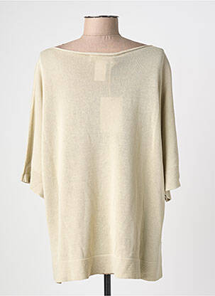 Pull col rond manches courtes beige BLANC BOHEME femme