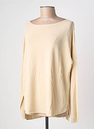 Pull col rond manches longues beige BLANC BOHEME femme