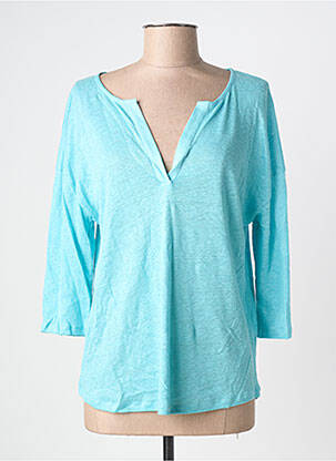 T-shirt manches 3/4 manches 3/4 bleu BLANC BOHEME femme