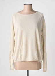 Pull col rond manches longues beige BLANC BOHEME femme