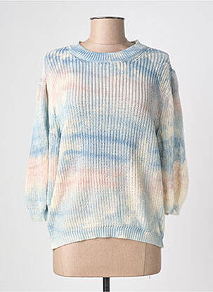 Pull coupe droite manches 3/4 bleu BLANC BOHEME femme