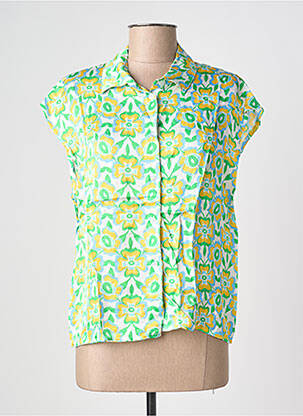Chemisier manches courtes manches courtes vert BLANC BOHEME femme