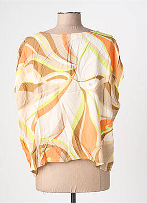 Top imprimé fantaisie manches courtes orange BLANC BOHEME femme