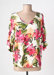 Blouse imprimé fantaisie manches 3/4 rose BLANC BOHEME femme