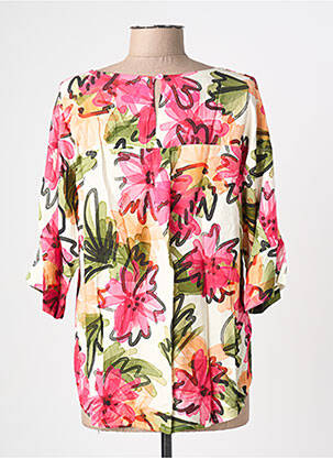 Blouse tissage popeline manches 3/4 rose BLANC BOHEME femme