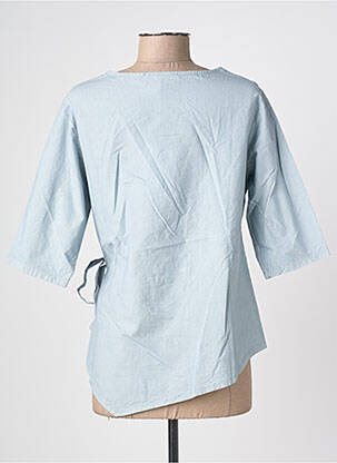 Top coupe cintrée manches 3/4 bleu BLANC BOHEME femme