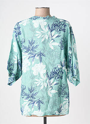 Blouse imprimé fantaisie manches 3/4 bleu BLANC BOHEME femme