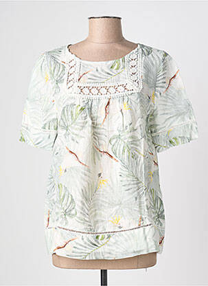 T-shirt imprimé fantaisie manches courtes vert BLANC BOHEME femme