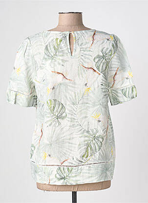 T-shirt imprimé fantaisie manches courtes vert BLANC BOHEME femme