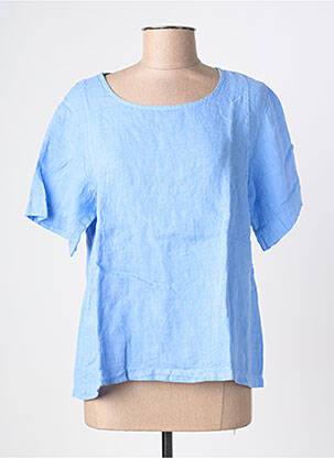 T-shirt coupe droite manches courtes bleu BLANC BOHEME femme