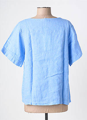T-shirt coupe droite manches courtes bleu BLANC BOHEME femme