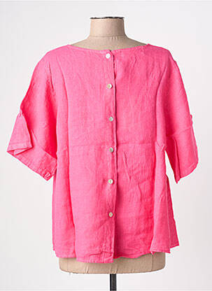 Chemisier manches courtes manches courtes rose BLANC BOHEME femme