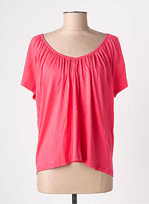 T-shirt coupe droite manches courtes rose BLANC BOHEME femme