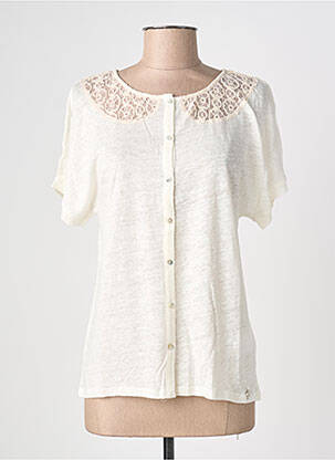 T-shirt coupe cintrée manches courtes beige BLANC BOHEME femme