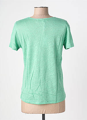 T-shirt sérigraphie floquée manches courtes vert BLANC BOHEME femme